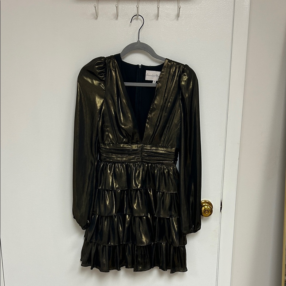 Charles Henry Black Dress with Gold Metallic Accent Size XS